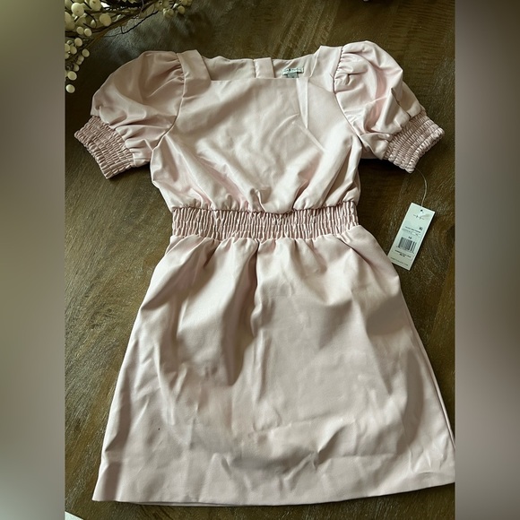 New - Girls Habitual Light Pink Faux Leather Dress